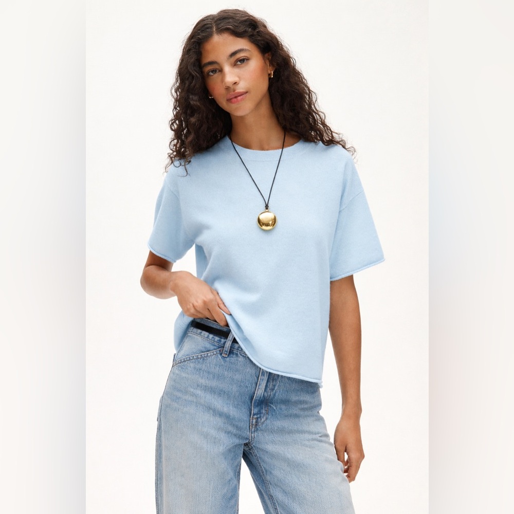 NWT J.Crew Cashmere Relaxed T-Shirt in Dark Midday Skies